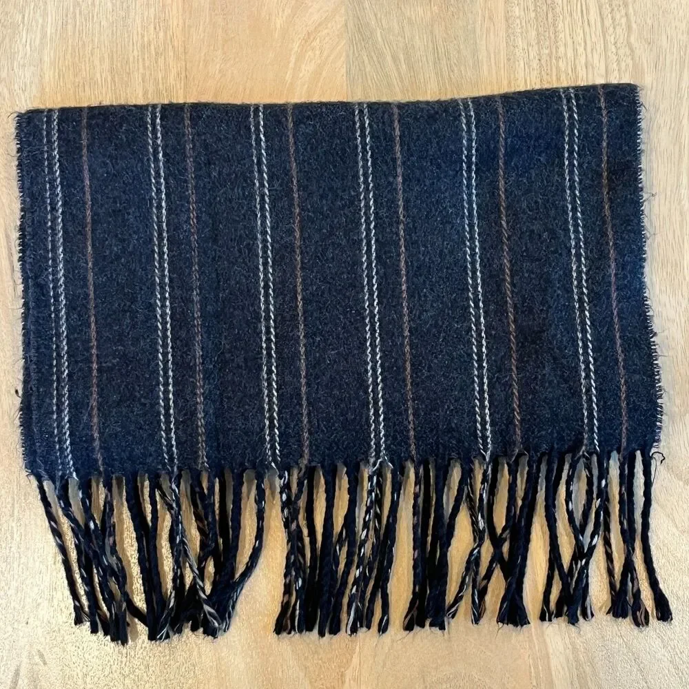 Geoffrey Beene Charcoal Grey Striped Cashme Scarf Men's Made in Italy